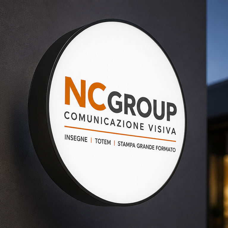 Insegna Luminosa Tonda Monofacciale personalizzata LED