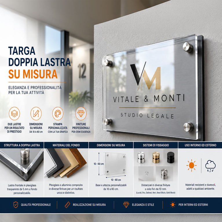 Targa Doppia Lastra Su Misura personalizzata