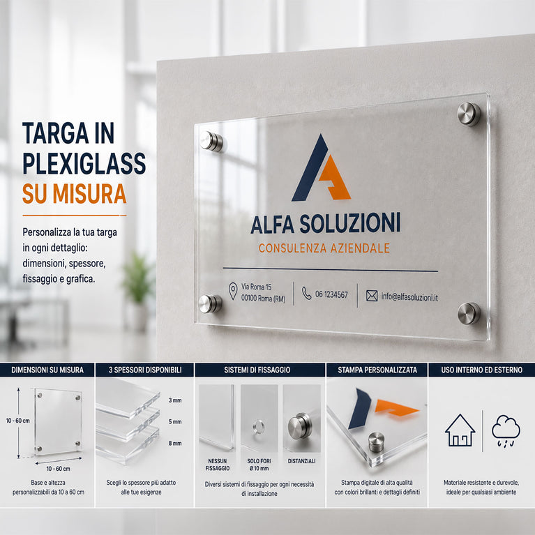 Targa in Plexiglass su Misura personalizzata